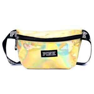 NEW VS Pink Fanny Pack Iridescent Gold